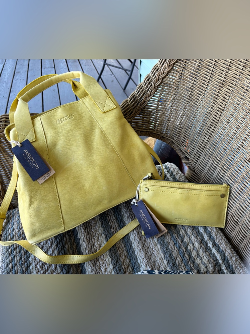 American Leather Triple Entry Primrose Smooth Satchel & Wristlet BOTH NWT